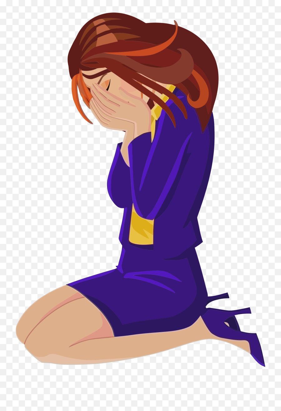 Standing Shoulder Fictional Character - Sad Woman Clipart Emoji,Kneeling Emoji
