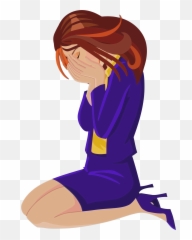 Standing Shoulder Fictional Character - Sad Woman Clipart Emoji,Kneeling Emoji
