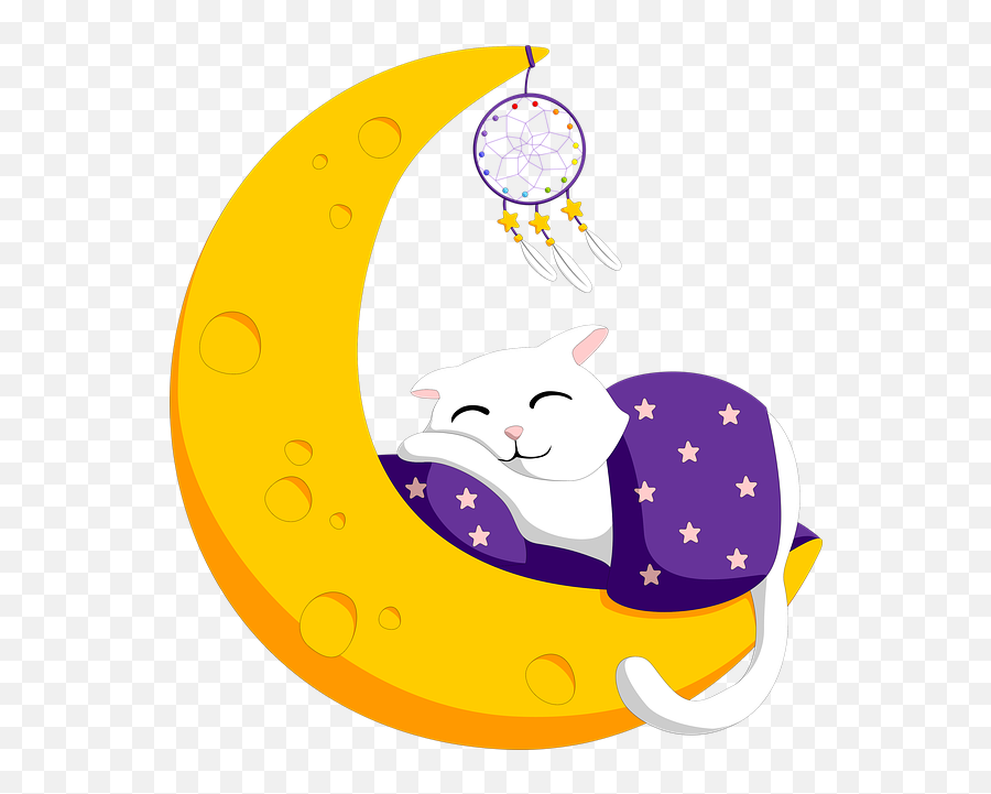 Crescent Sleeping Cat - Free Image On Pixabay Emoji,Dreamcatcher Animal Emojis