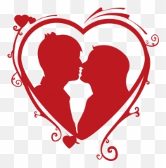 Valentine Kissing Lovely Couple Red Silhouette Citypng Emoji,Two Person Kissing Emoji
