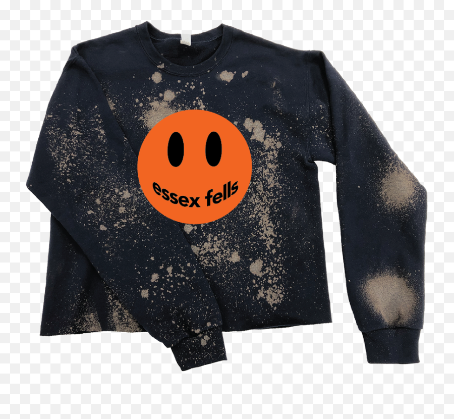 Essex Fells - Acid Wash Cutoff Crew Sweatshirt Long Sleeve Emoji,Emoticon Ym