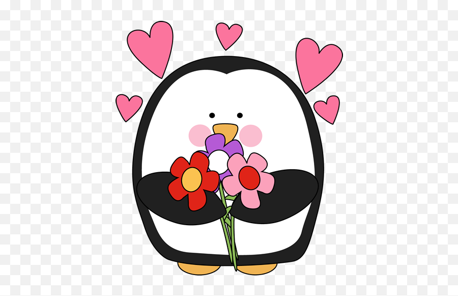 Valentine Day Clipart - Clipart Best Penguin With Flowers Clipart Emoji,Diry Emoticon