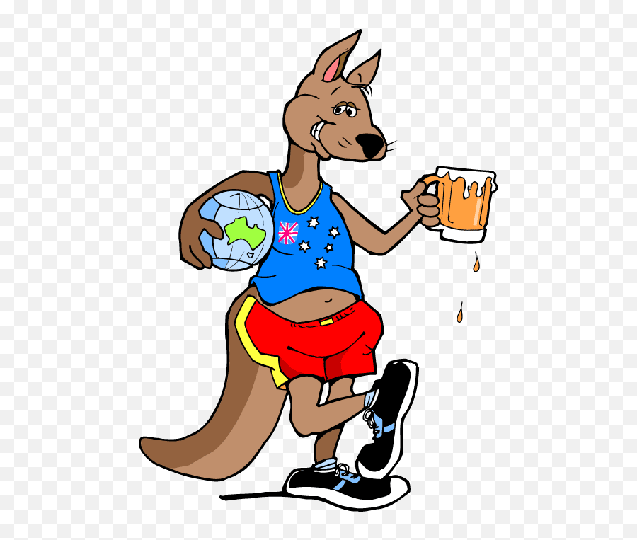 Australian Kangaroo With Beer Free Clip Art Clip Art - Australian Christmas Clipart Free Download Emoji,Kangaroo Emoji