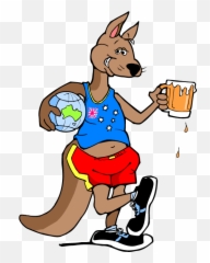 Australian Kangaroo With Beer Free Clip Art Clip Art - Australian Christmas Clipart Free Download Emoji,Kangaroo Emoji
