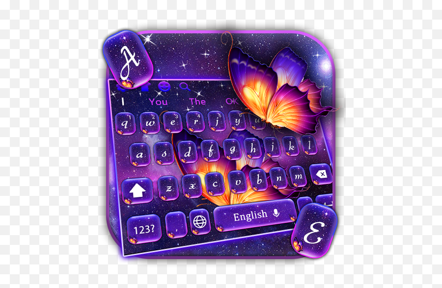 Colorful Purple Starry Butterfly Keyboard Theme - U200c Office Equipment Emoji,Starry Sky Emoji