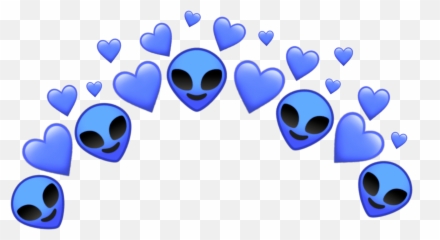 Download Alien Tumblr Blue Et Emoji - Green Heart Crown Png,Blue Heart Emoji