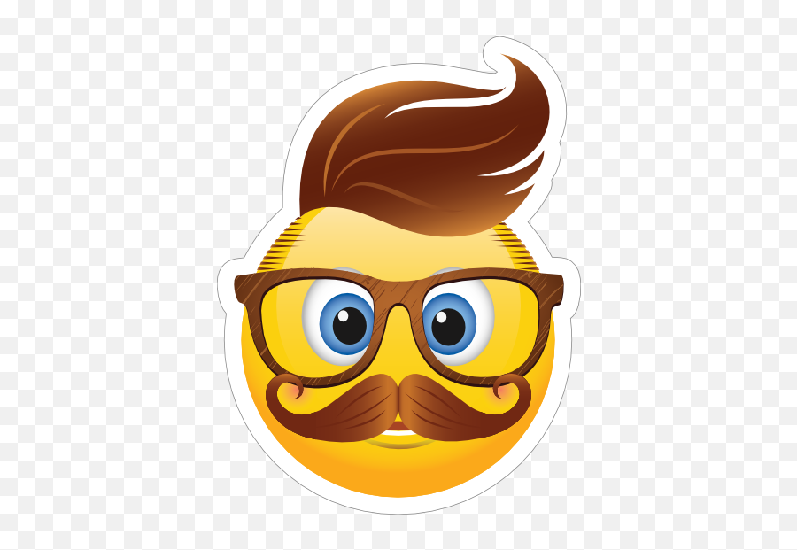 Cute Hipster With Brown Hair Emoji Sticker - Hipster Emoji,Fondos Emojis Hipster