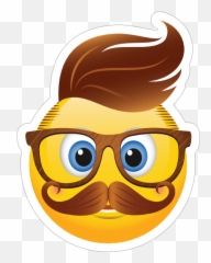 Cute Hipster With Brown Hair Emoji Sticker - Hipster Emoji,Fondos Emojis Hipster