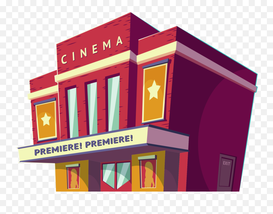 Cartoon Style Building Vectors Clipart - Full Size Clipart Cinema Building Vector Png Emoji,Arnold Schwarzenegger Emoji