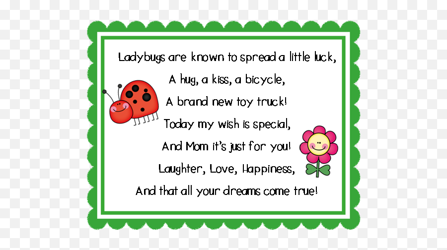 Ladybug Poems Or Quotes Quotesgram - Mothers Day Poem With Ladybugs Emoji,What Is The Termite, Ladybug Emoticon