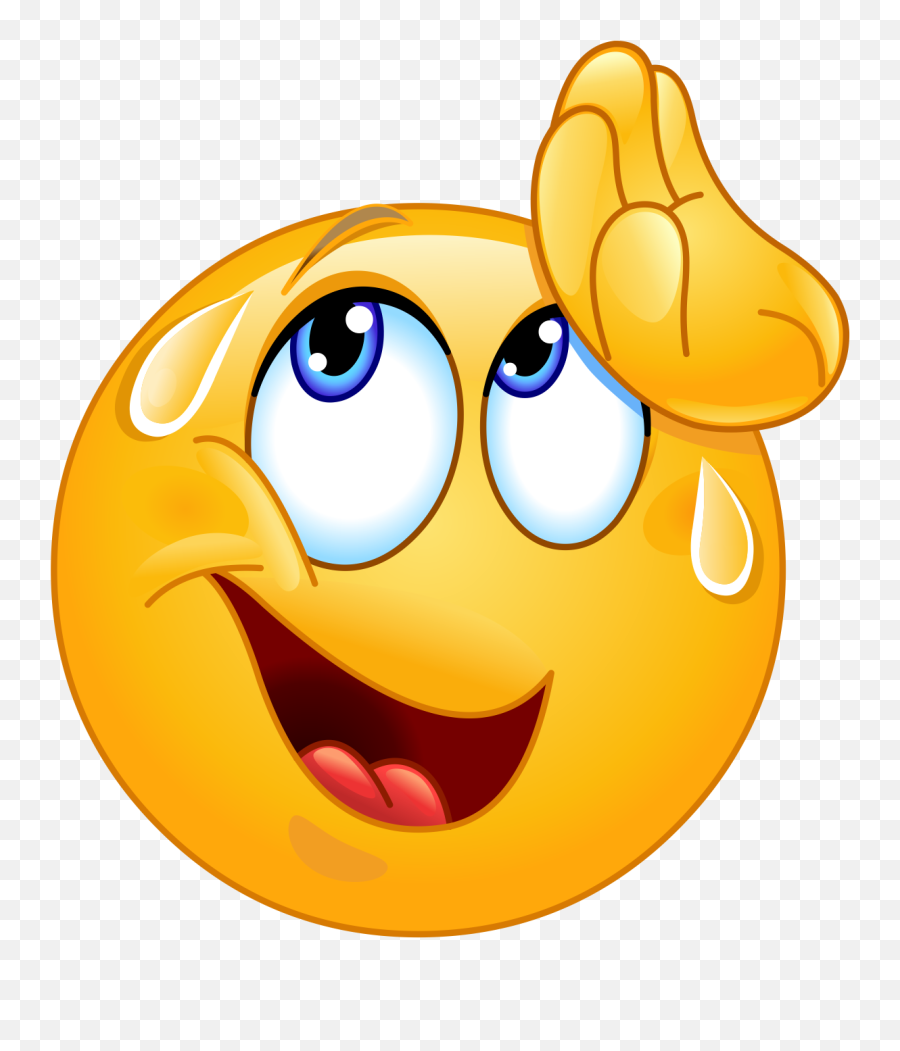Sweating Emoji Decal - Relief Emoticon,Sweat Emoticon With Text