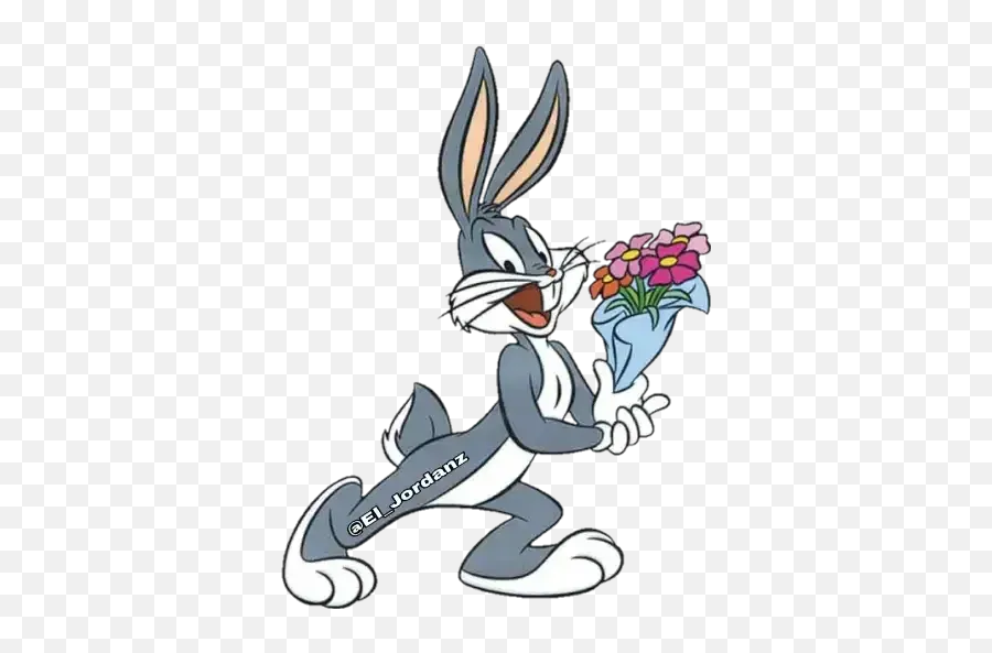 Bugs Bunny 2 Whatsapp Stickers - Bugs Bunny Holding Flowers Emoji,Bugs Bunny Emoji