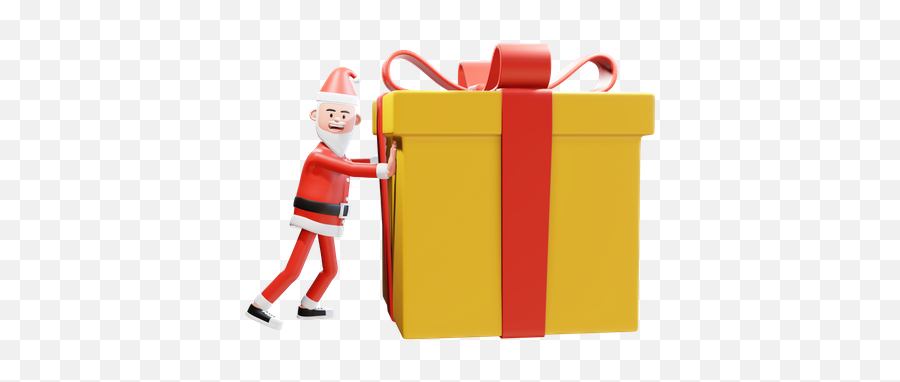 Premium Santa Pushes A Big Gift For Christmas Present 3d Emoji,Christmas Present Emoji