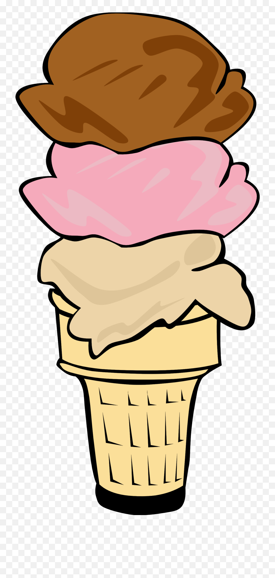 Ice Cream Cone Three Scoops Png Image - Ice Cream Cone Clip Art Emoji,Emoji Ice Cream Sundae