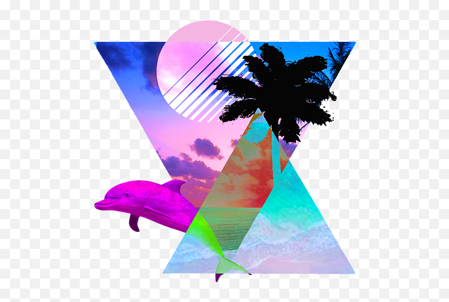 Vaporwave Dolphin 80s Hypnotic Sunset Scene Tote Bag For - Vaporwave Designs Emoji,It's Just Emotion From 80's