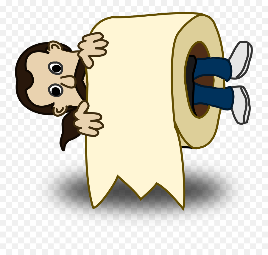 Man In The Core Of A Toilet Paper Roll Clipart Free - Toilet Paper Clip Art Emoji,Toilet Face Emoji