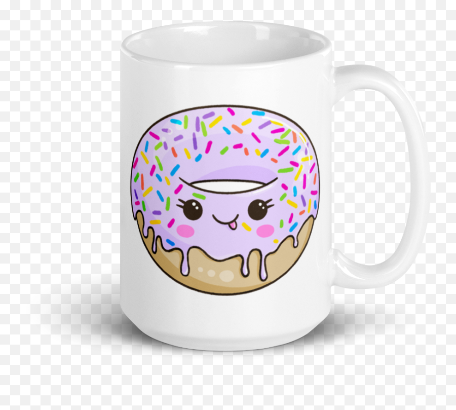 White Glossy Mug - Lilac Ring Donut Jane Gould Art Emoji,Emoticons Drinking Coffee