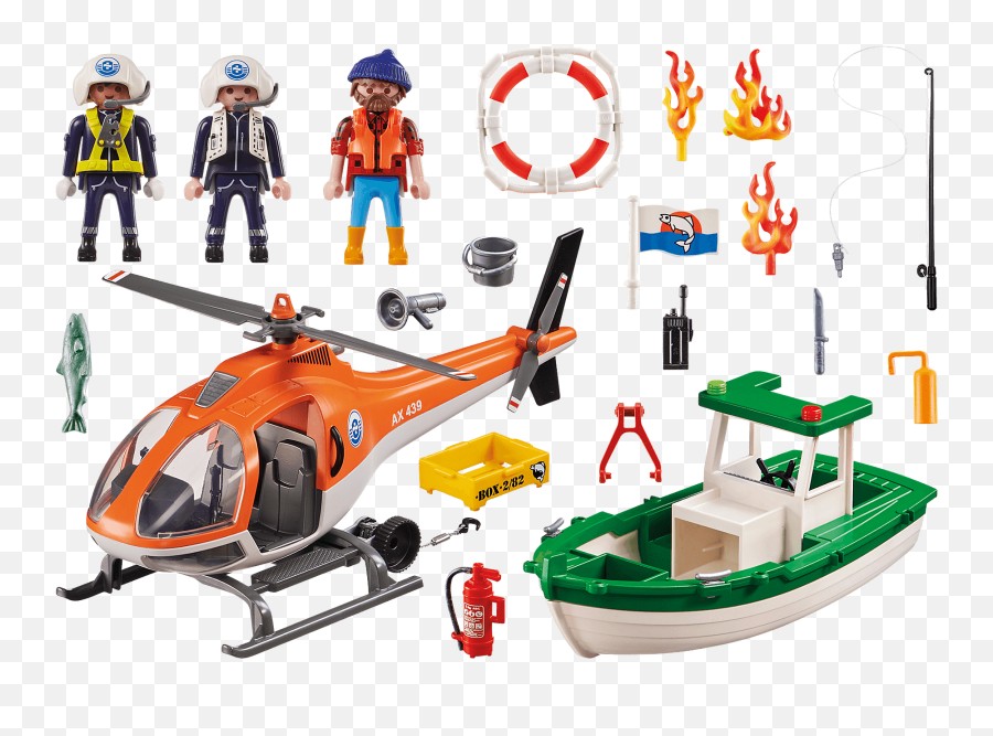 Playmobil Rescue Action Coastal Fire Mission 70491 Emoji,Helicopter Emoji