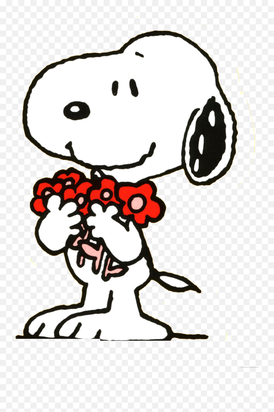 Happy Clipart Snoopy Happy Snoopy - Snoopy Holding Flowers Emoji,Snoopy Emoticon