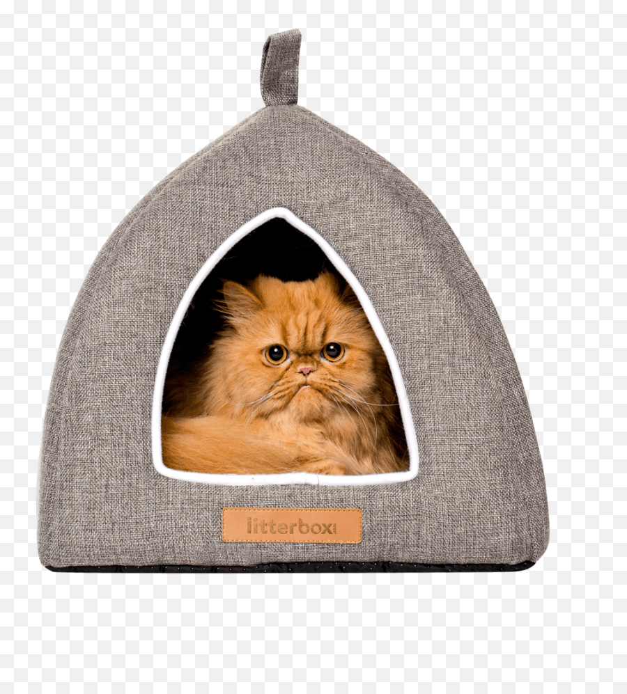 Cat Bungalow Enclosed Cat Bed - Matching Cat Owner Gift Emoji,Cat Using Litter Box Emoticon