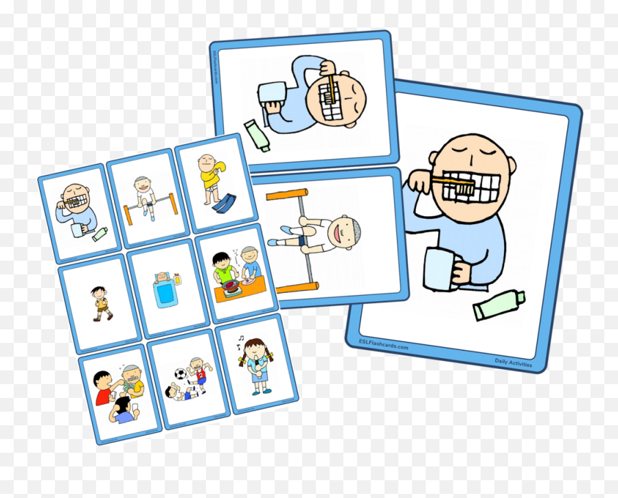 Esl Flashcards U2013 Download Free Printable Flashcards - Cartoon Kid Brushing Teeth Emoji,Emotions In Spanish