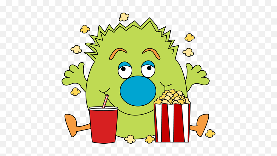Monster Clipart Eating - Monster Eating Popcorn Clipart Emoji,Popcorn Eating Emoji