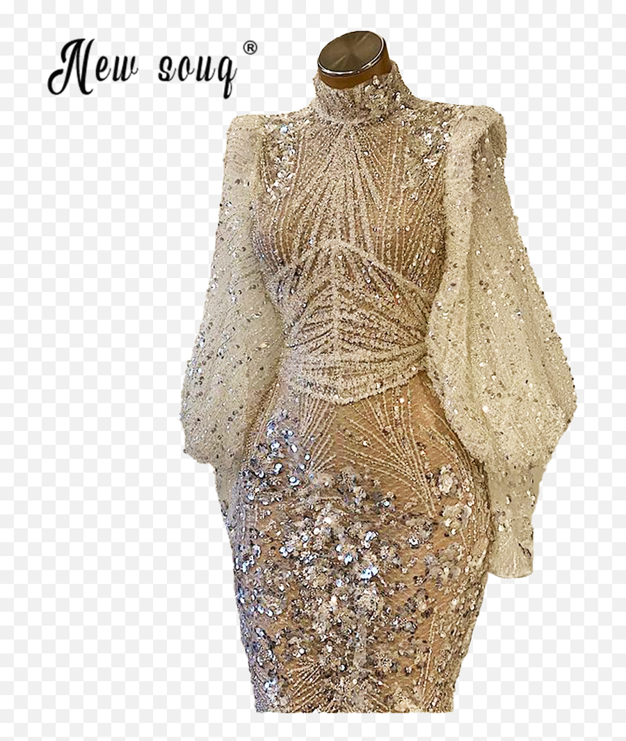 Shiny Ivory High Neck Sequins Mermaid Evening Dresses Long Emoji,Mermaid Sequin Emoji Top