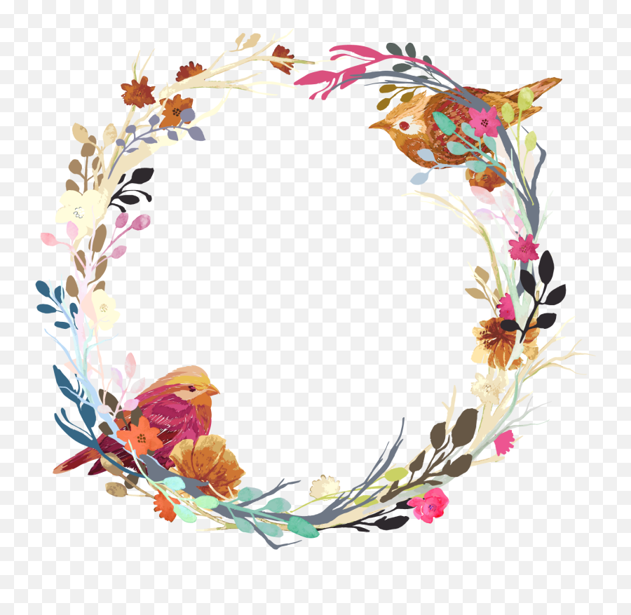 Download Flower Love Nest Wreath Euclidean Vector Invitation - Flower Wreath With Birds Emoji,Dragon Nest Emoticon