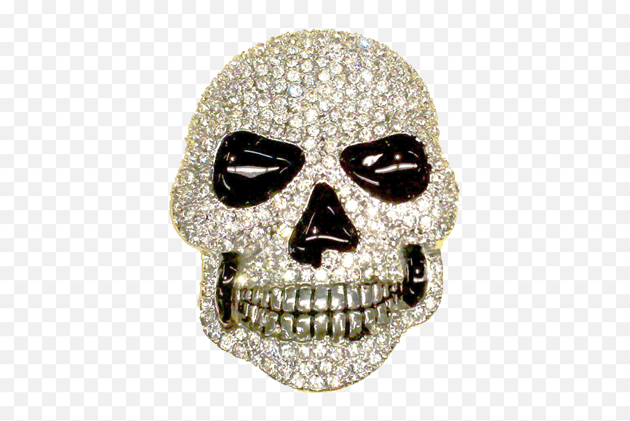 Bu - 134 2 34t X 4h Skull Encrusted With Clear Acrylic Stones Belt Buckle Emoji,Eskull Emoji