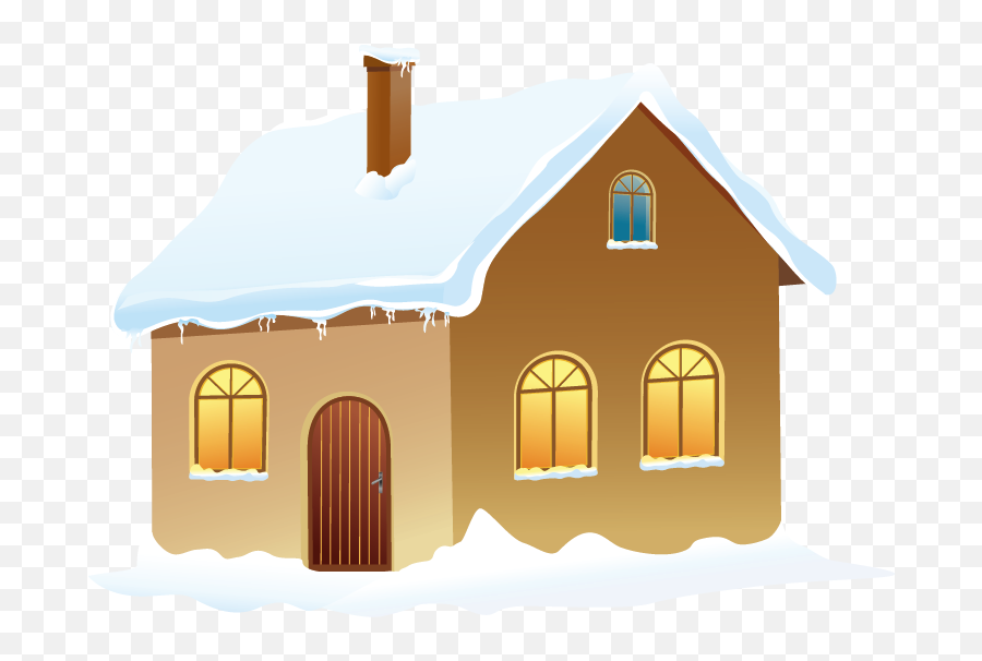 Download House Picture With Snow Winter Free Png Hq Clipart - Winter House Clipart Emoji,Shoveling Snow Emoticon