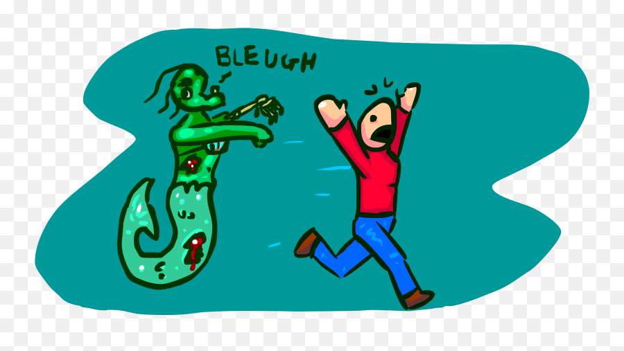 A Zombie Mermaid Chasing A Person - Chasing Someone Cartoon Emoji,Zombie Emoji Meaning