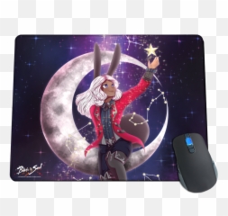 Moon Bunny Mousepad - Mat Emoji,Moon And Back Emojis