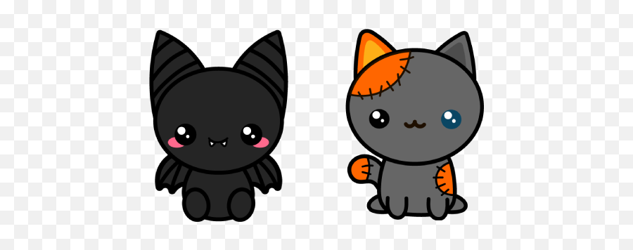 Halloween Cute Bat And Voodoo Cat Cursor U2013 Custom Cursor Emoji,Emojis Of Halloween Witchand Cats On Broom