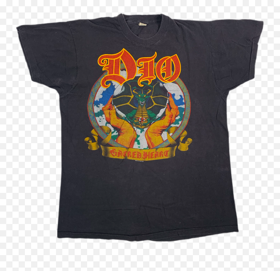 Vintage Dio Sacred Heart T - Shirt Emoji,Dio Made Of Heart Emoticons