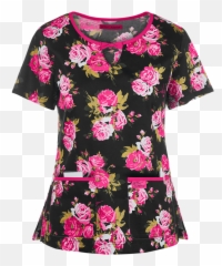 Betsey Johnson Rose Beautiful Rose Print Scrub Top Floral Emoji,Betsey Johnson Backbacks Emoji