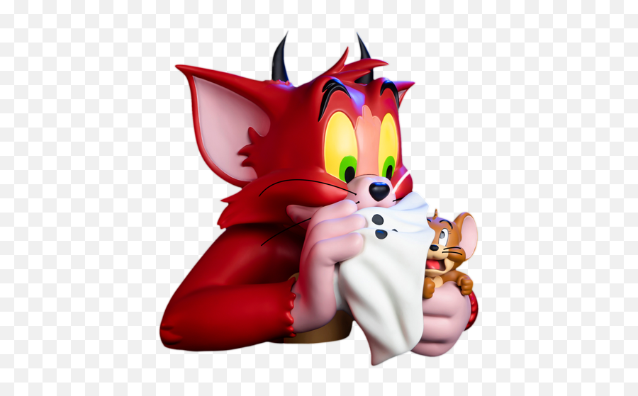 Tom And Jerry Devil Version Vinyl Bust By Soap Studio Emoji,How To Make Devil Horns Emoticon On Facebook