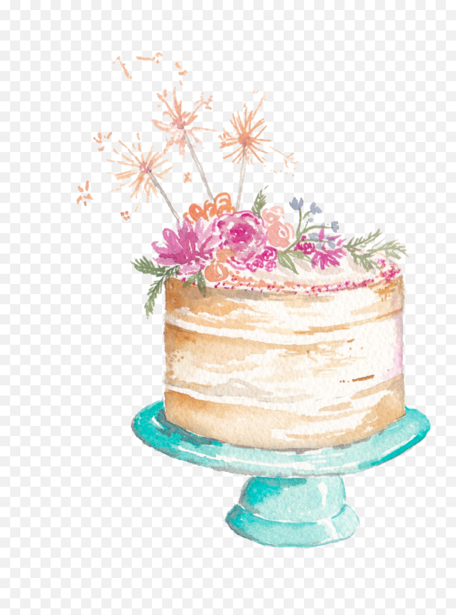 Birthday Cake Watercolor Pastel Sticker - Cake Decorating Supply Emoji,Peach Emoji Cake