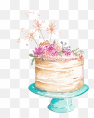Birthday Cake Watercolor Pastel Sticker - Cake Decorating Supply Emoji,Peach Emoji Cake