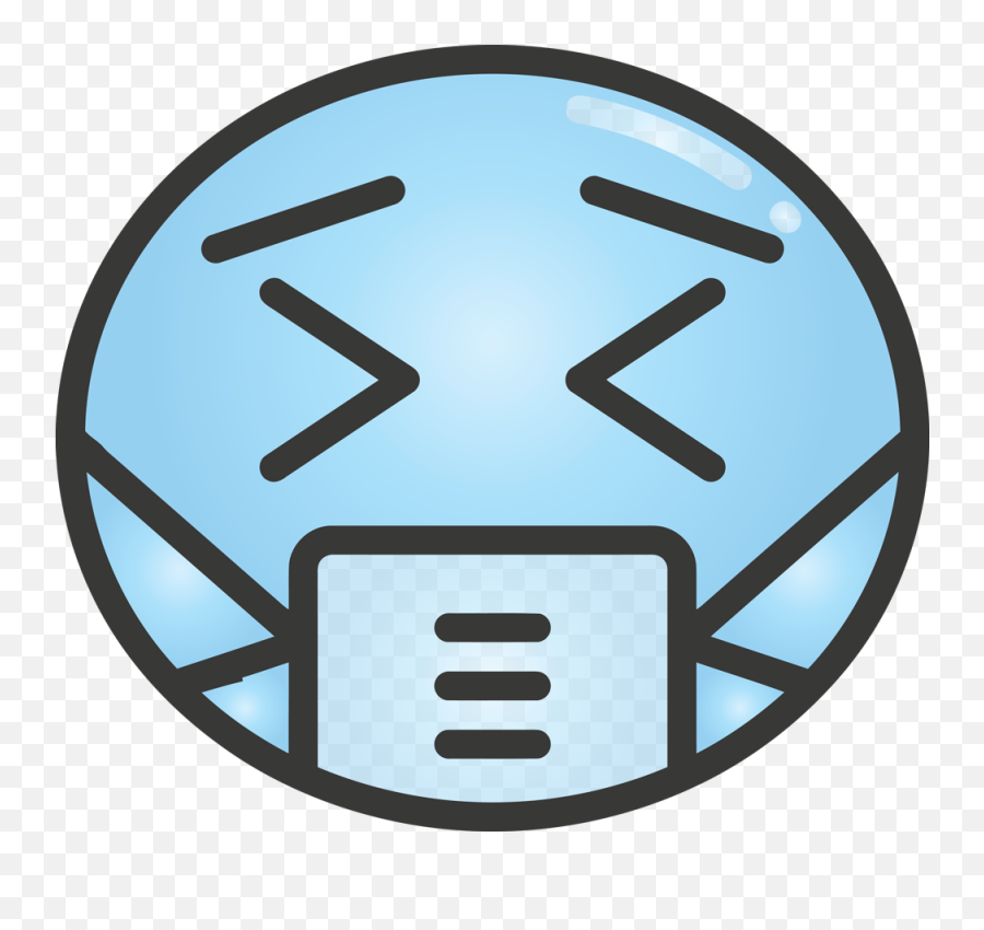 Coronavirus Light Blue Emoji With Mask Transparent Png - Png Surgical Mask,Facebook Emojis Worried Face