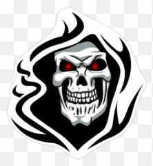Glowing Eyes Skull In Hood Sticker - Skull Tribal Tattoo Emoji,Emoji Eyepatches