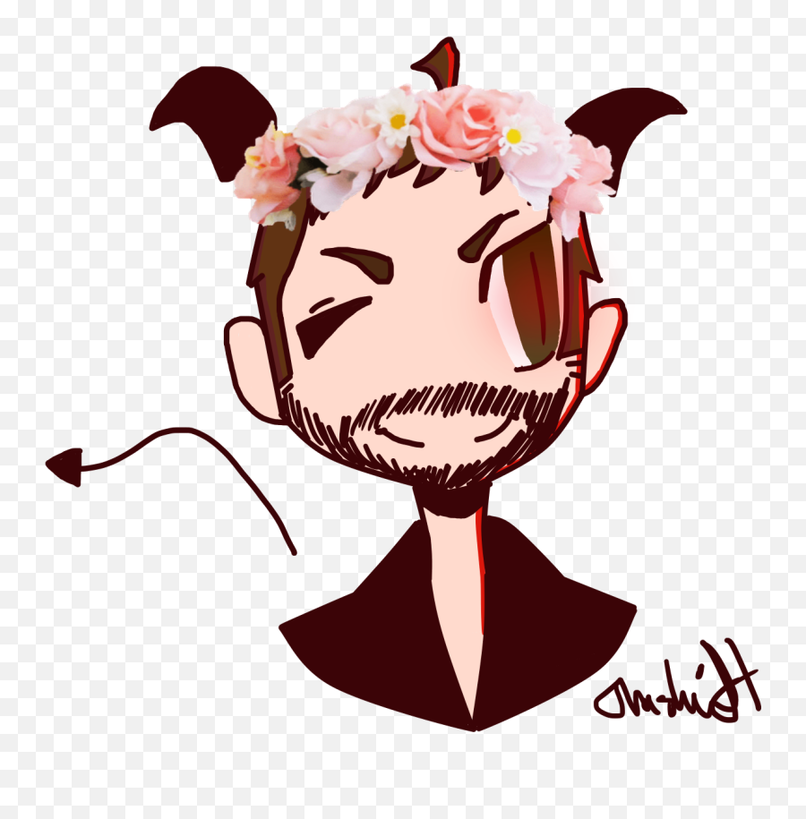 Its My Boi Crowley With A Flower Crown - Cartoon Clipart Happy Emoji,Girl Emoji With Flower Crown