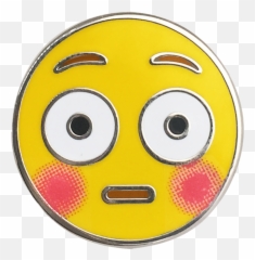 Download Flushed Emoji Pin - Happy,Flushed Emoji Png
