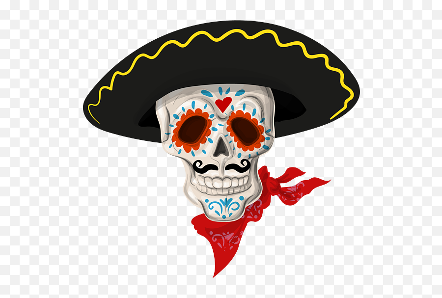 Sugar Skull Man With A Red Bandana Puzzle - Sugar Skull Sombrero Emoji,Mexican Wearing Sombrero Emoticon
