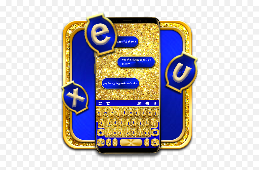 Golden Glitter Keyboard Theme - Language Emoji,