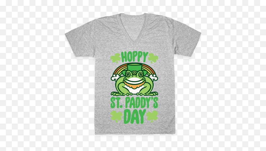 St Patricks Day V - Neck Tee Shirts Lookhuman Emoji,Green Emoticon Gay