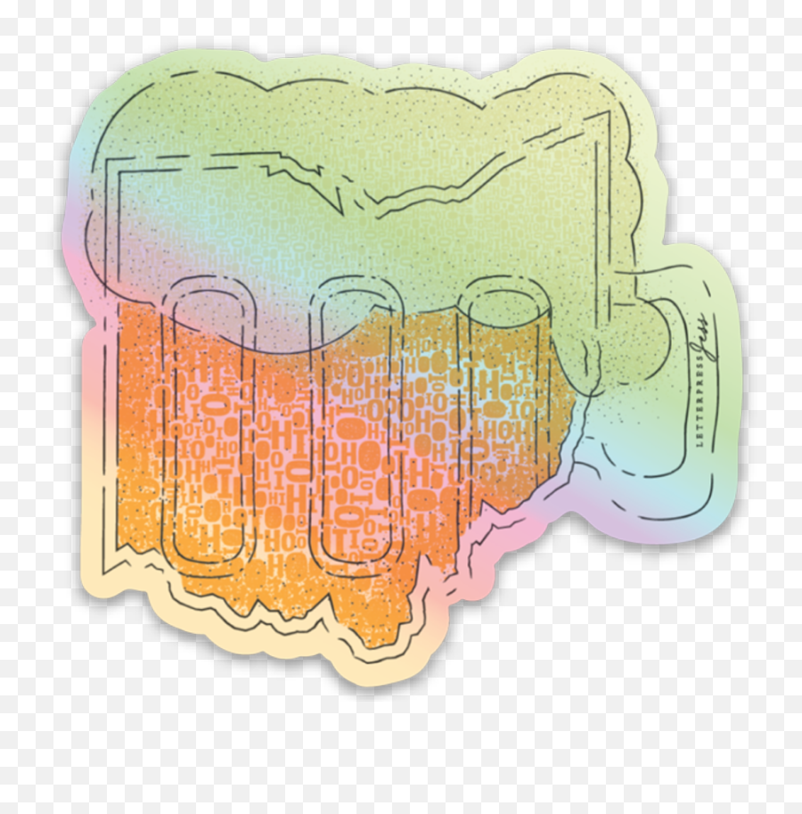 Cheers To Ohio Beer Mug Holographic Sticker Emoji,Hologrpahic Emoticons