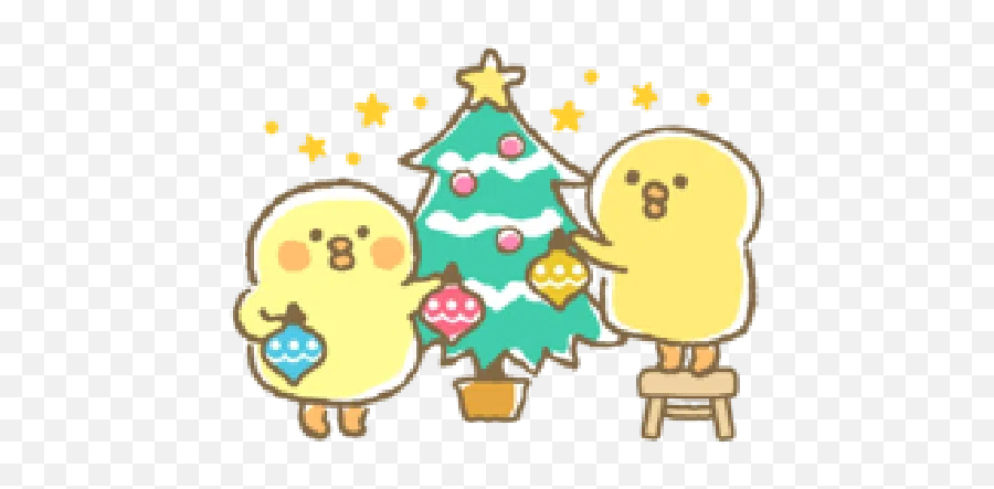 Piyokomame - 6 Winter Sticker Pack Stickers Cloud Emoji,Christmas Tree Emotions