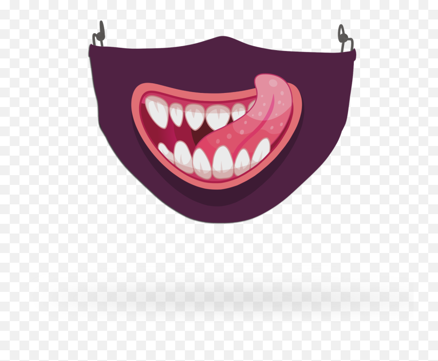 Purple Scary Monster Face Covering Print 1 - Mask Emoji,Horror Emoji
