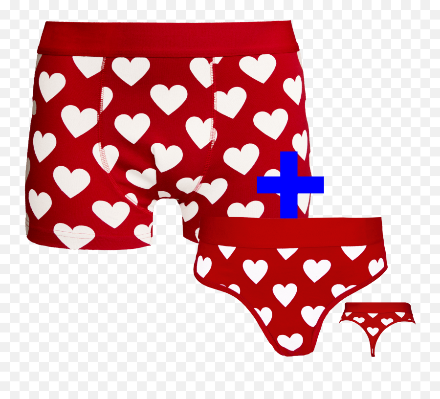 Rode Liefdes Boxershort U0026 String Set Bedrukken - Hartjes Onderbroek Emoji,Emoticons Hartje