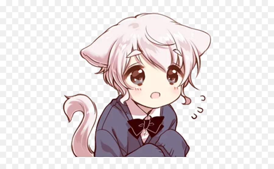Cute Cat Ear Boy Whatsapp Stickers - Stickers Cloud Cute Boy Cat Drawing Emoji,Goodnight Kawaii Boy Emoticon